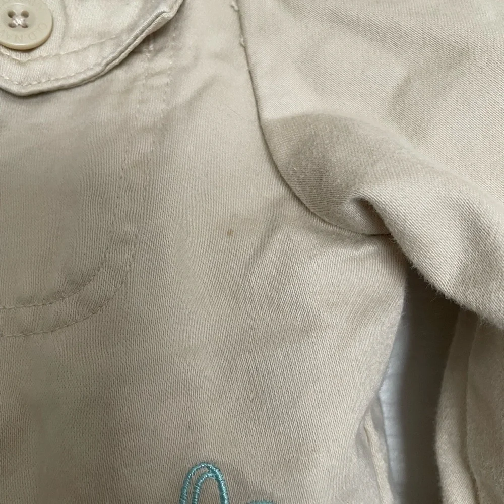 Old Navy Kids Tan Jacket with Blue Floral Accents Vintage Y2K
